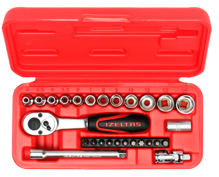 1/4 ALTI KOSE LOKMA ANAHTAR VE BITS SET 27 PARCA
